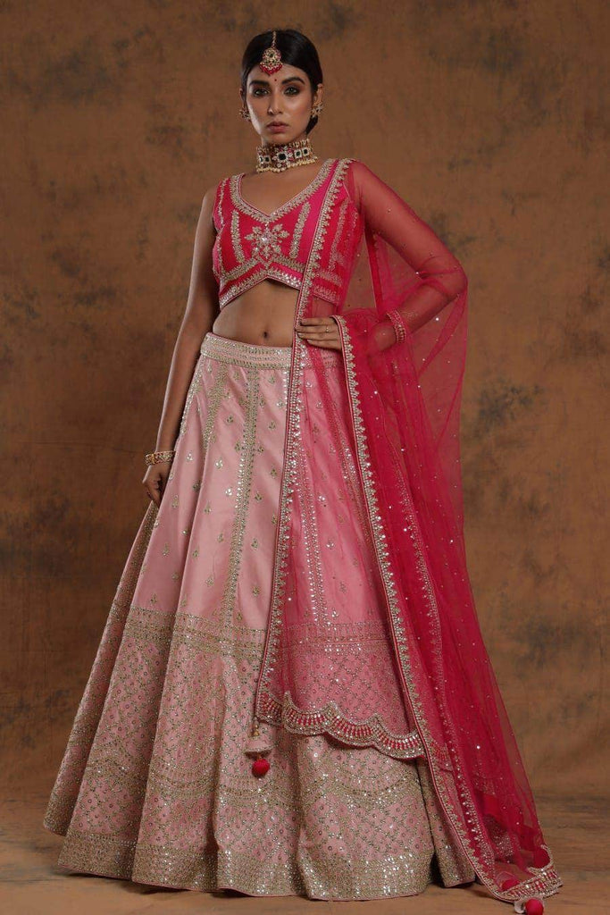 Blended Kundan Work Magenta Lehnga Patka - ZariiWalaa