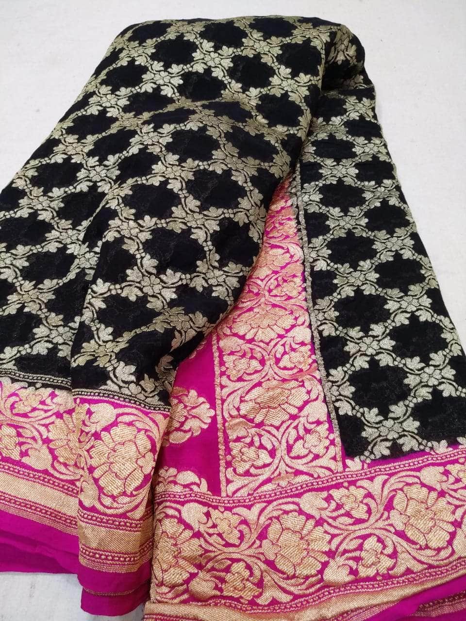 New Designer Banarasi Khaddi Chiffon Georgette Silk Saree – FashionVibes