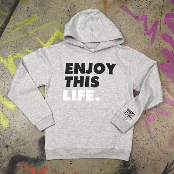 ETL Block Letters Stacked Youth Pullover Hoodie - Heather Grey