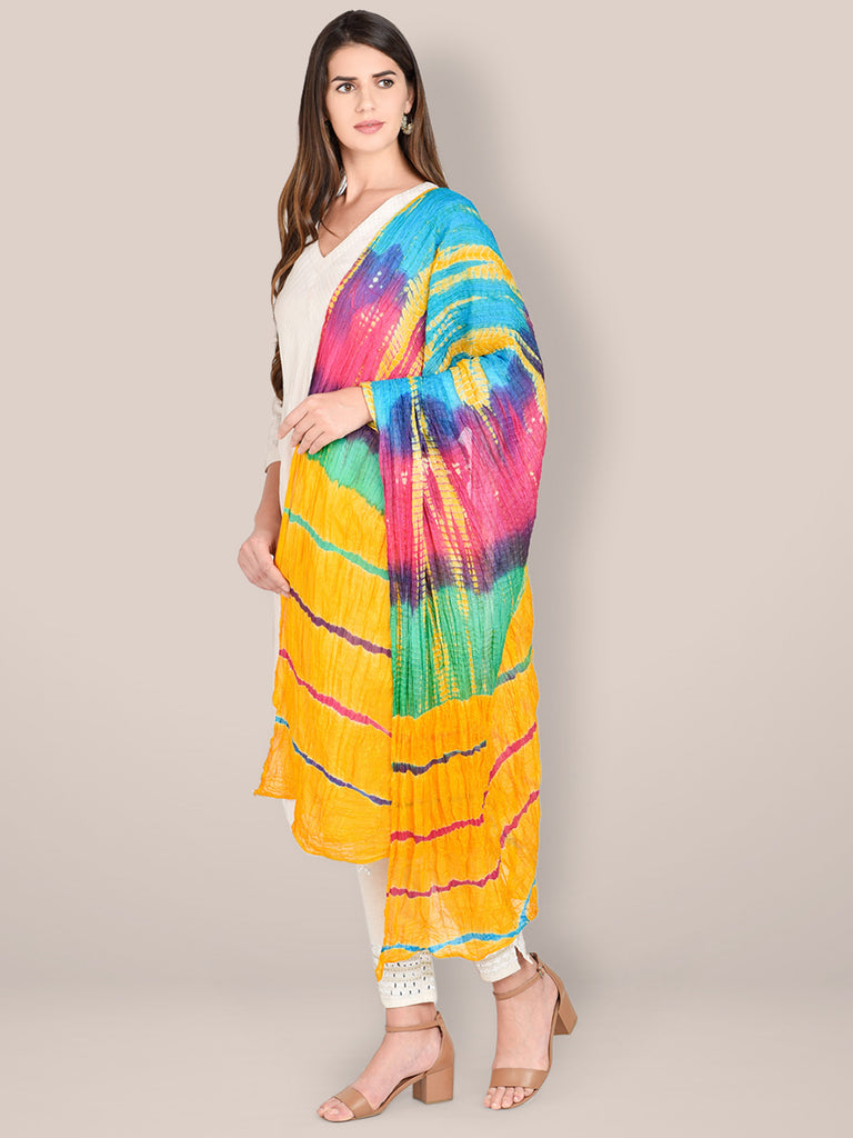 Multicoloured Blended Silk Dupatta, silk dupatta – Dupatta Bazaar