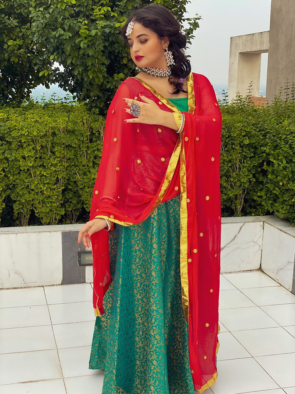 Red Embroidered Chiffon Dupatta Dupatta Bazaar