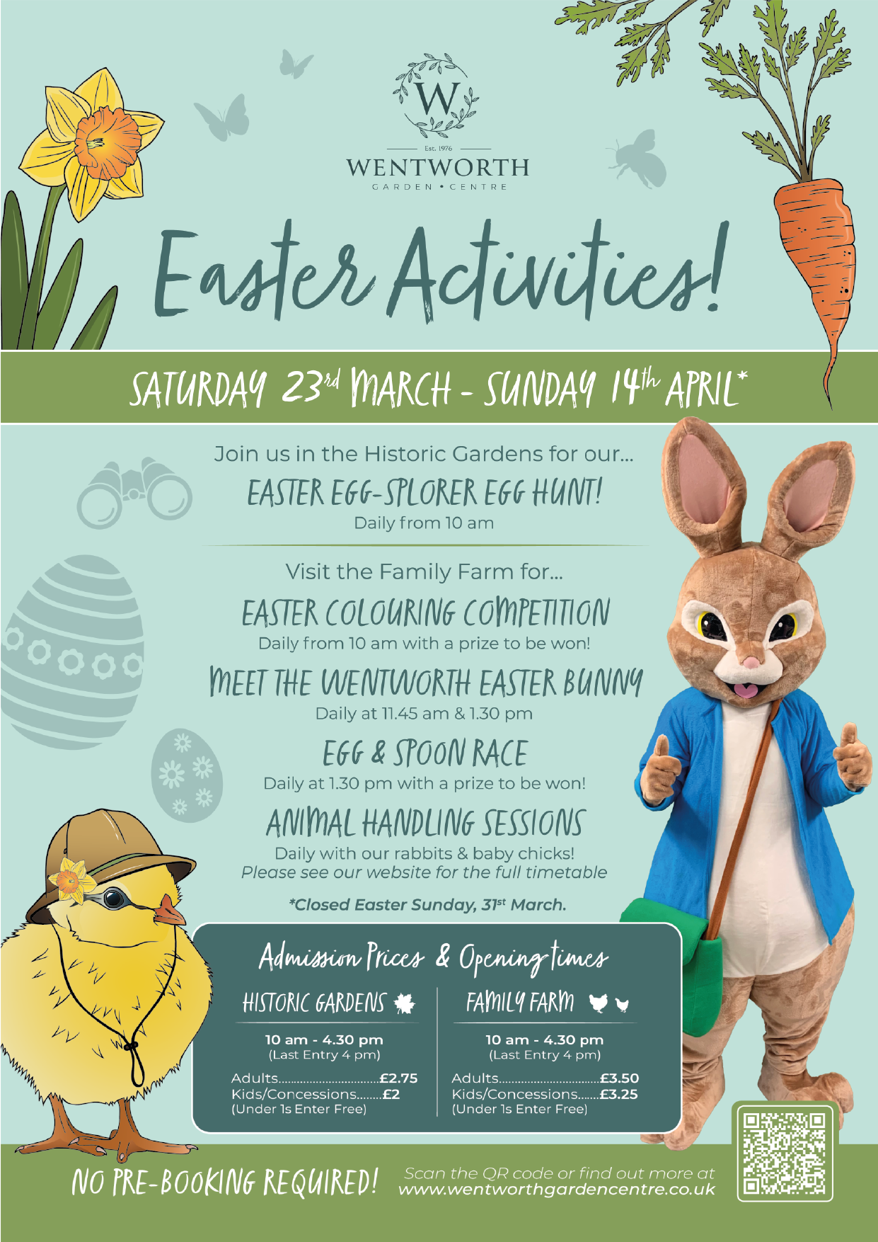 Easter Activities Poster 2024 - Wentworth Garden Centre