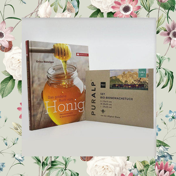 Geschenk-Bundle-Honigbuch und Bienenwachstücher