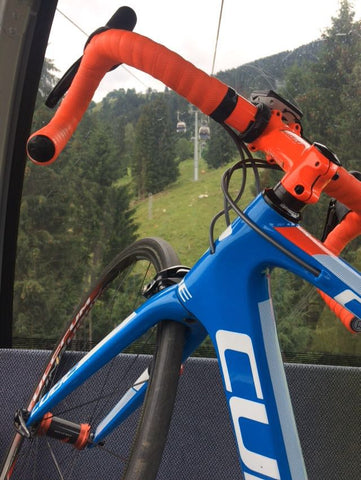 Mark McNally's CUBE race bike coming down the mountain in Austria after special hillclimb stage