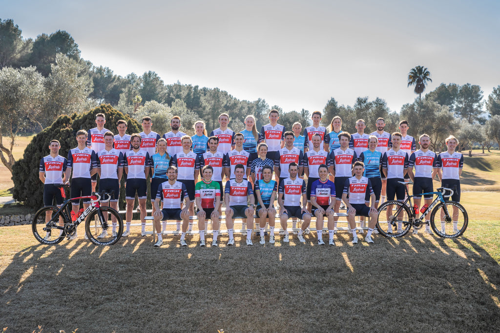 Trek-Segafredo's 2021 men's and women's teams. Photo copyright Jacob Kennison (Trek Factory Racing)