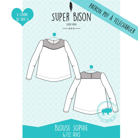 Patron PDF enfant Blouse Sophie 6/12 ans