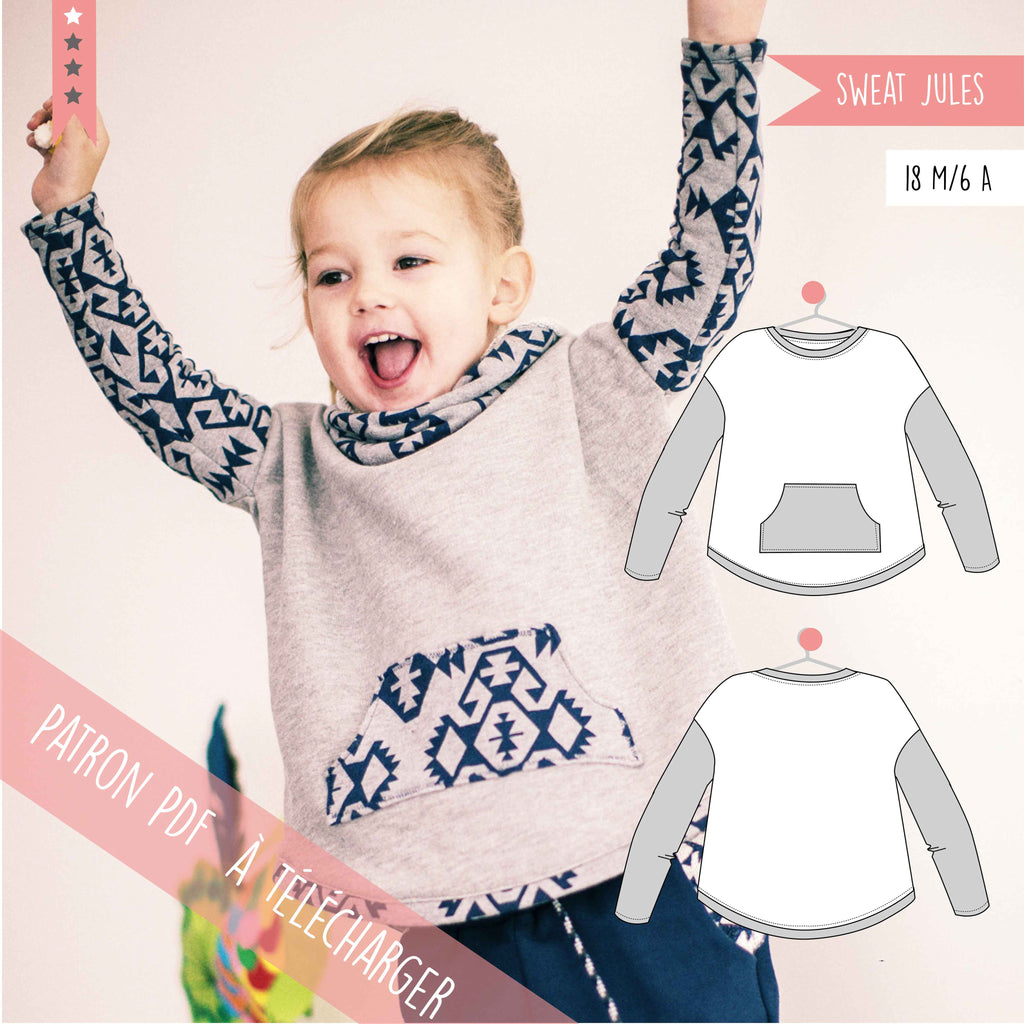 Patron Pdf Enfant Sweat Jules 18 Mois 6 Ans Super Bison