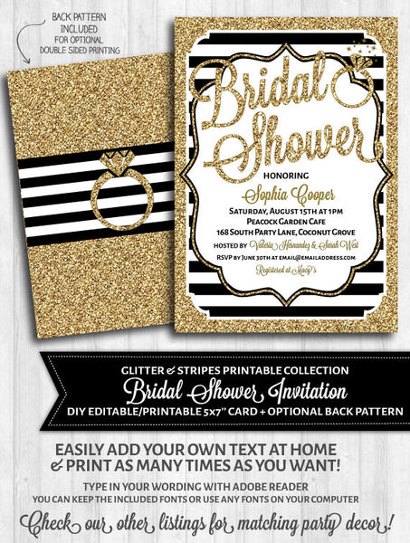 Black And Gold Bridal Shower Invitations 10