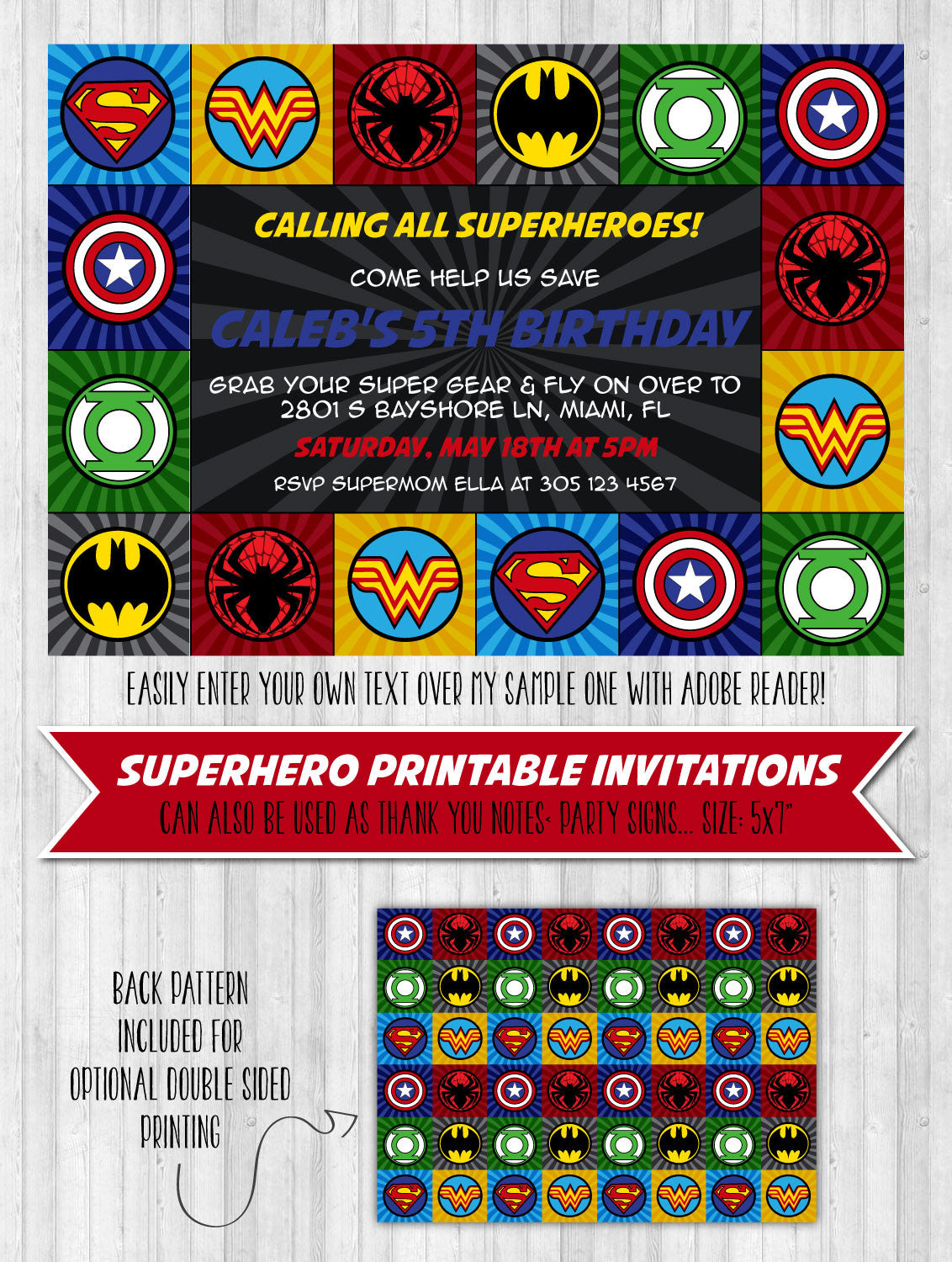 Superhero Theme Party Invitations 3