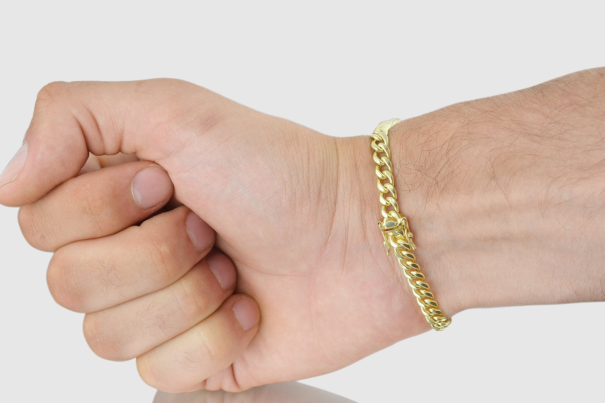 Six millimeter 14k gold semi-solid Miami Cuban bracelet
