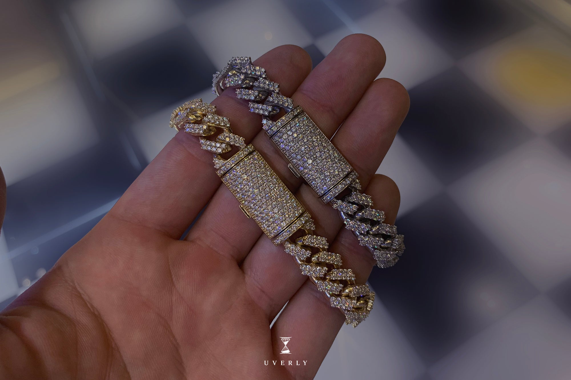 13mm Diamond 14k Solid Gold Miami Cuban Prong Set Bracelet | Uverly