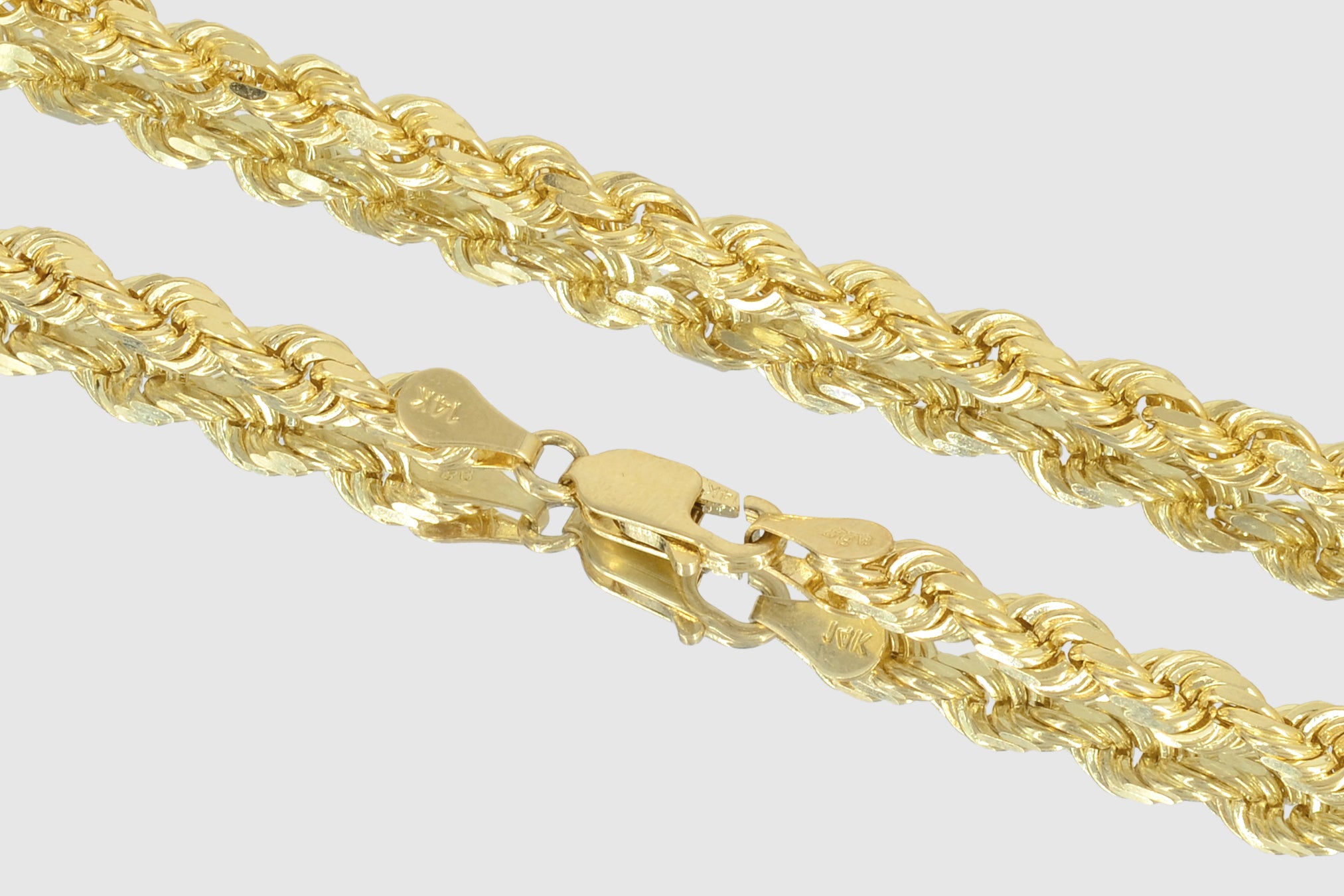 gold diamond cut rope necklace