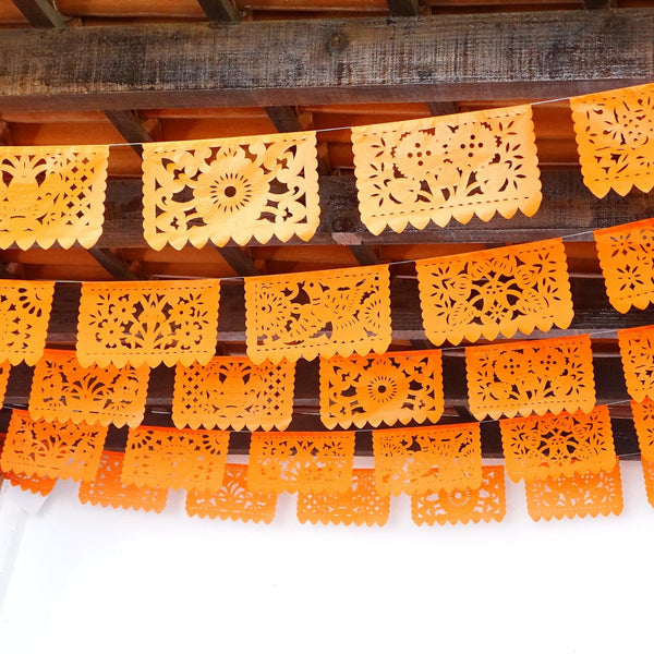 Orange Mexican Papel Picado Banners 5pk 60 Feet Ws222 Fiestaconnect 9953