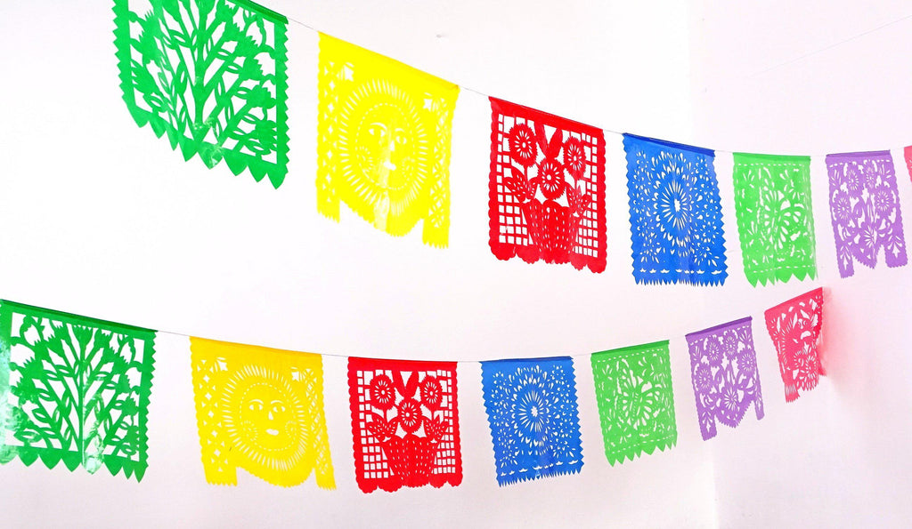 Mexican Papel Picado Banner in Cool Colors (5 Pack