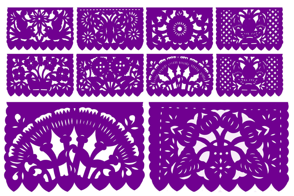 Mexican Papel Picado Banner in Cool Colors (5 Pack)