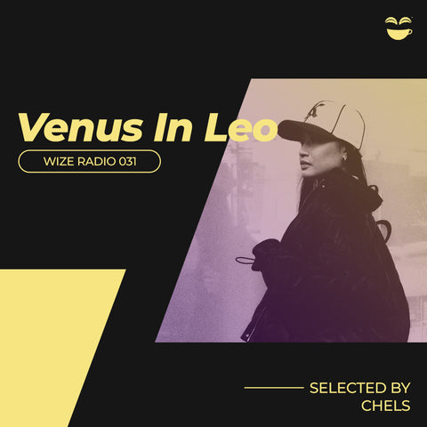 An image of Chels in a hoodie with a baseball cap, Venus in Leo written in yellow text above her head.