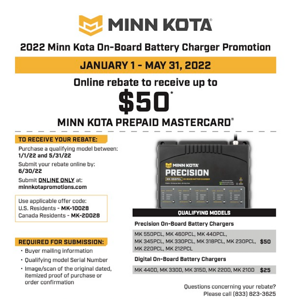 Minn Kota battery charger promotion