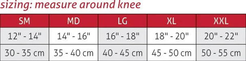 Mueller Elastic Knee Support Size Chart