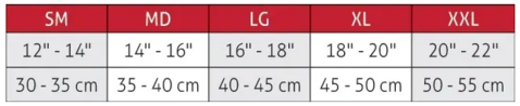 Mueller HG80 Knee Stabilizer Size Chart