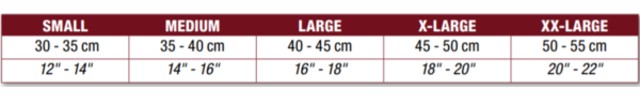 Mueller Hinged Knee Brace Size Chart