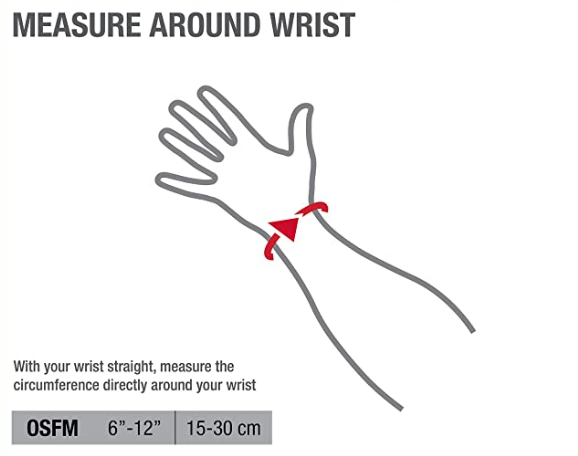 Mueller Wrist Support Wrap Size Chart