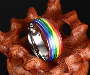 Pride Shack Lesbian Gay Pride Wedding Ring Band Rainbow String Smooth Full Cz Ebay