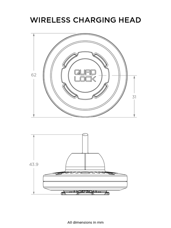 Technical drawing of the Wireless Charging Head
