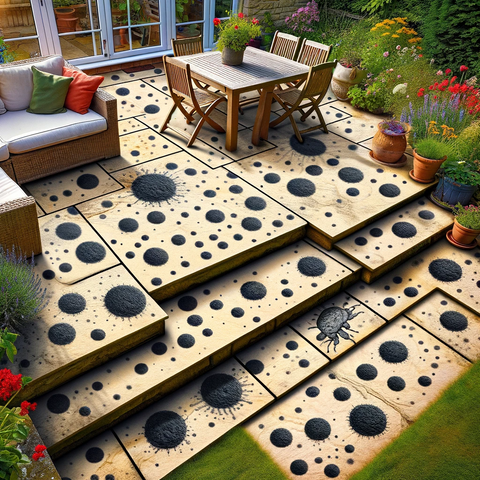 lots of black spots on a patio