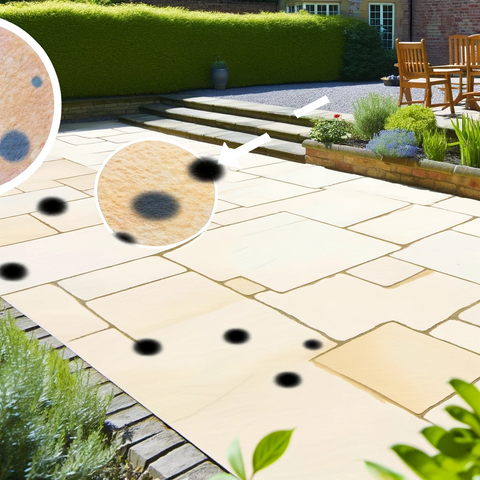 Black spots cleaning on a patio