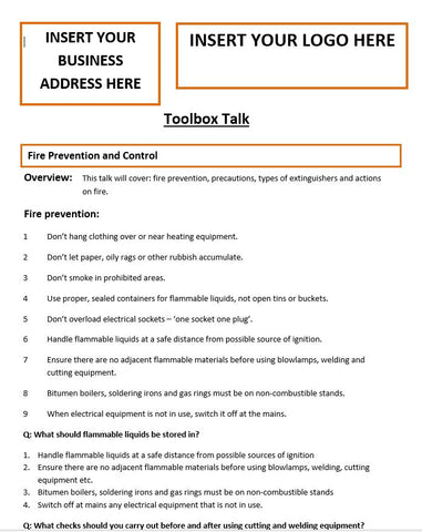 Fire Prevention and Control Template