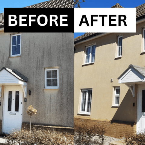 Render Cleaning Befor and After A Soft Wash