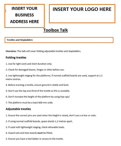 Trestles and Stepladders Template