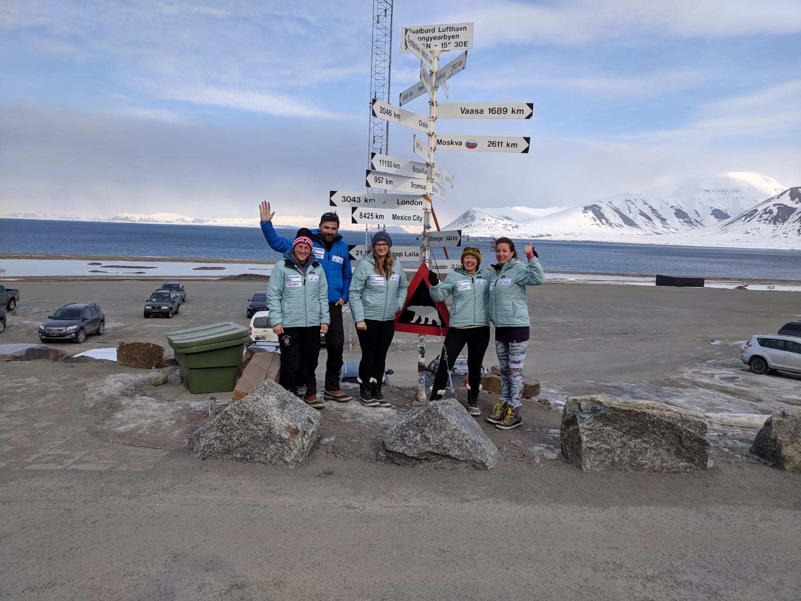 Jamie Buchanan-Dunlop and the team on Svalbard island with their Finisterre Nimbus jackets