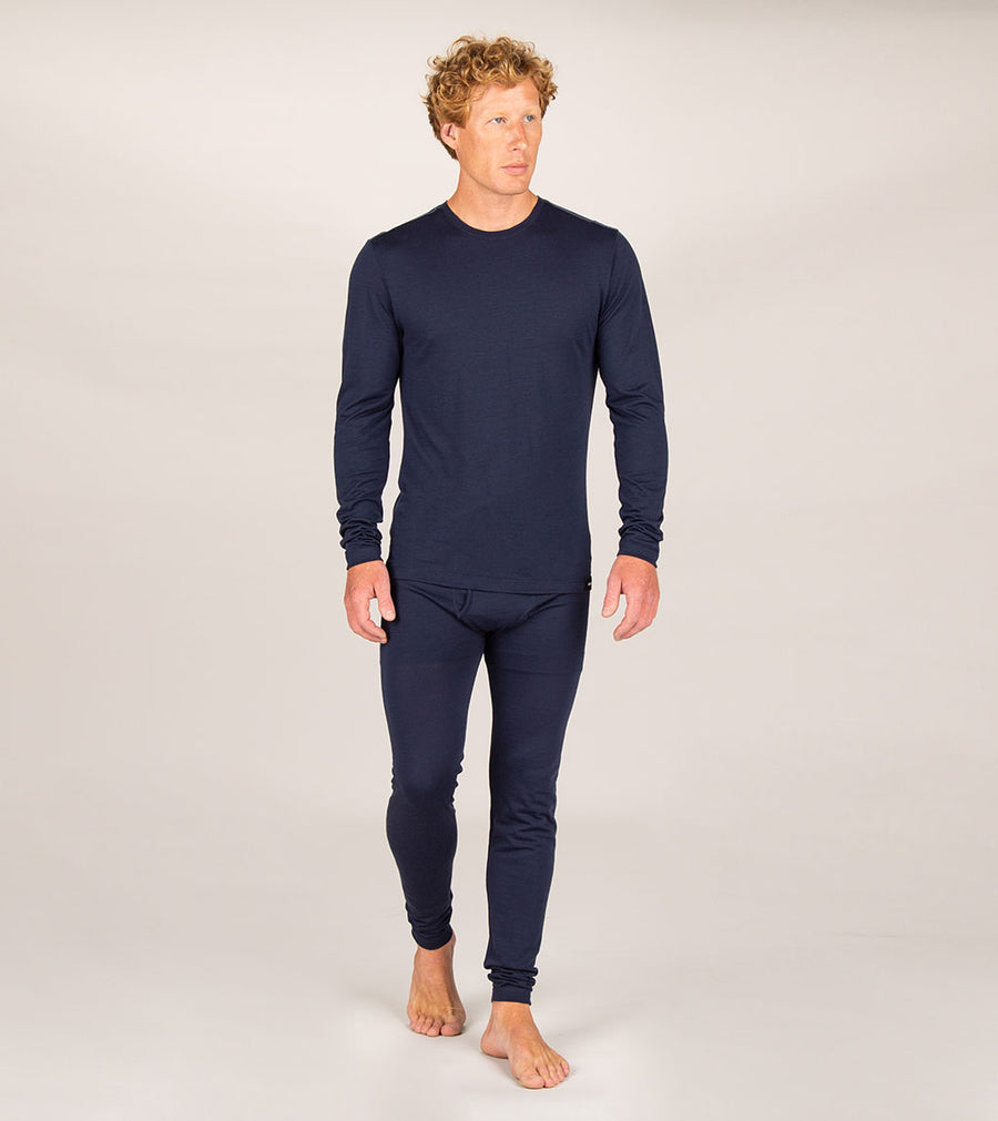 Men's Eddy Navy Blue Merino Wool Long Johns | Finisterre