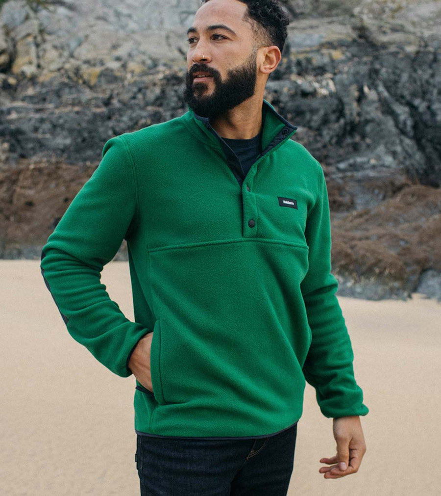 Men's Pullover Snap Fleece in Green - Axiom | Finisterre