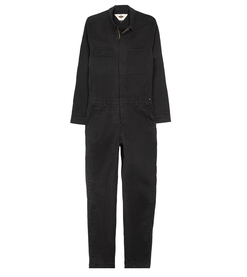 Women's Black Organic Cotton Zip Jumpsuit | Finisterre