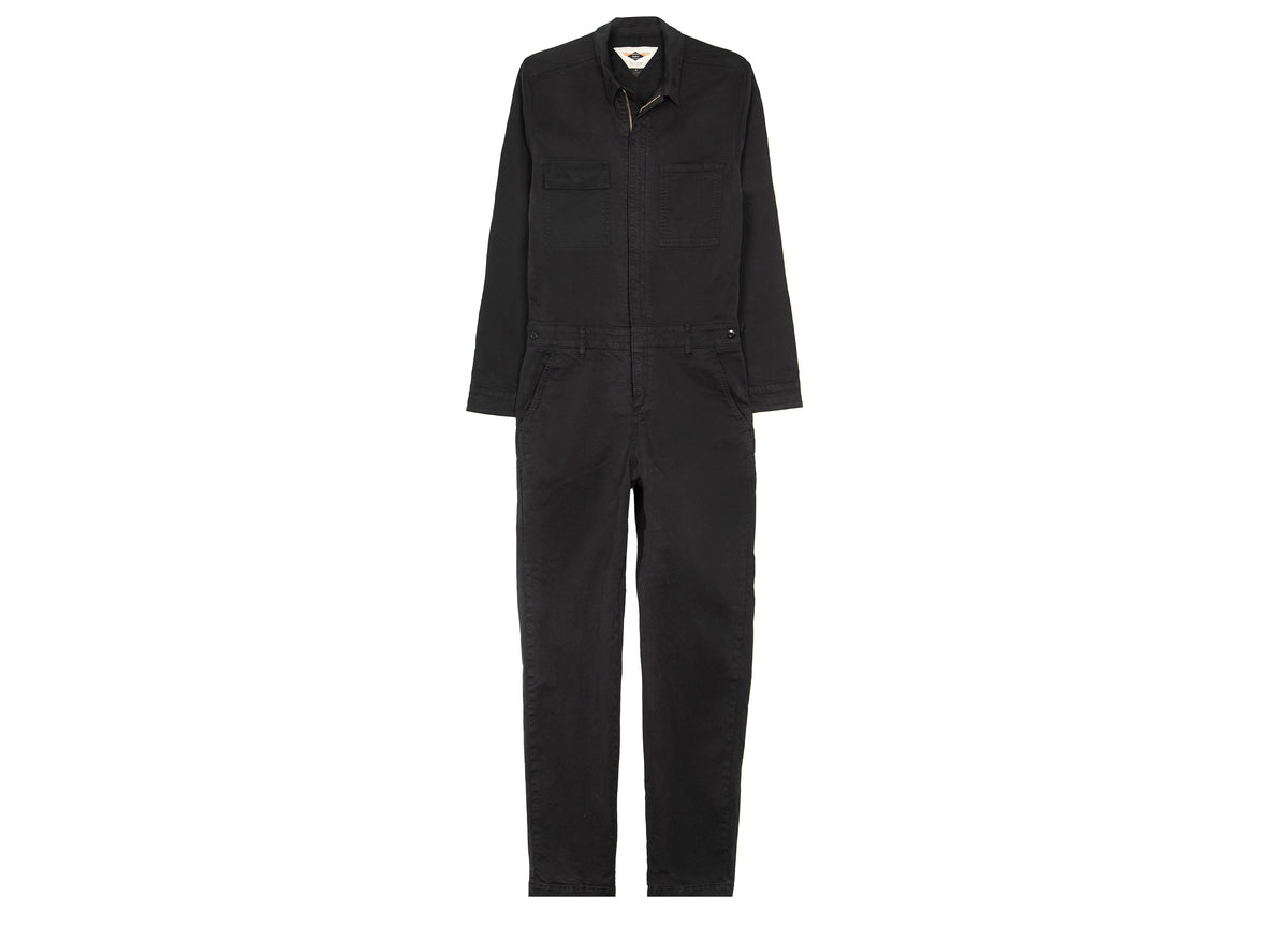 Women's Black Organic Cotton Zip Jumpsuit | Finisterre