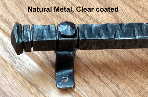 Natural metal and clear coated bridge door pull handle