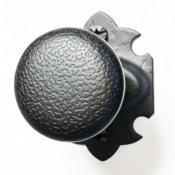 Double Knob Passage Set - 2-3/8" Inch Backset - Raised Warwick Rose - Matte Black Finish - Sold as Set