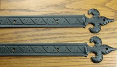 Iron garage door straps with black powder coat finish