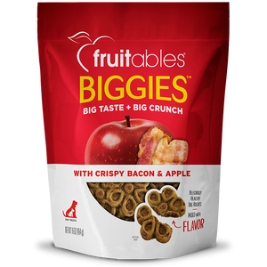 fruitables biggies crispy bacon and apple oven baked biscuits dog treat 16 oz  686960000771 00771