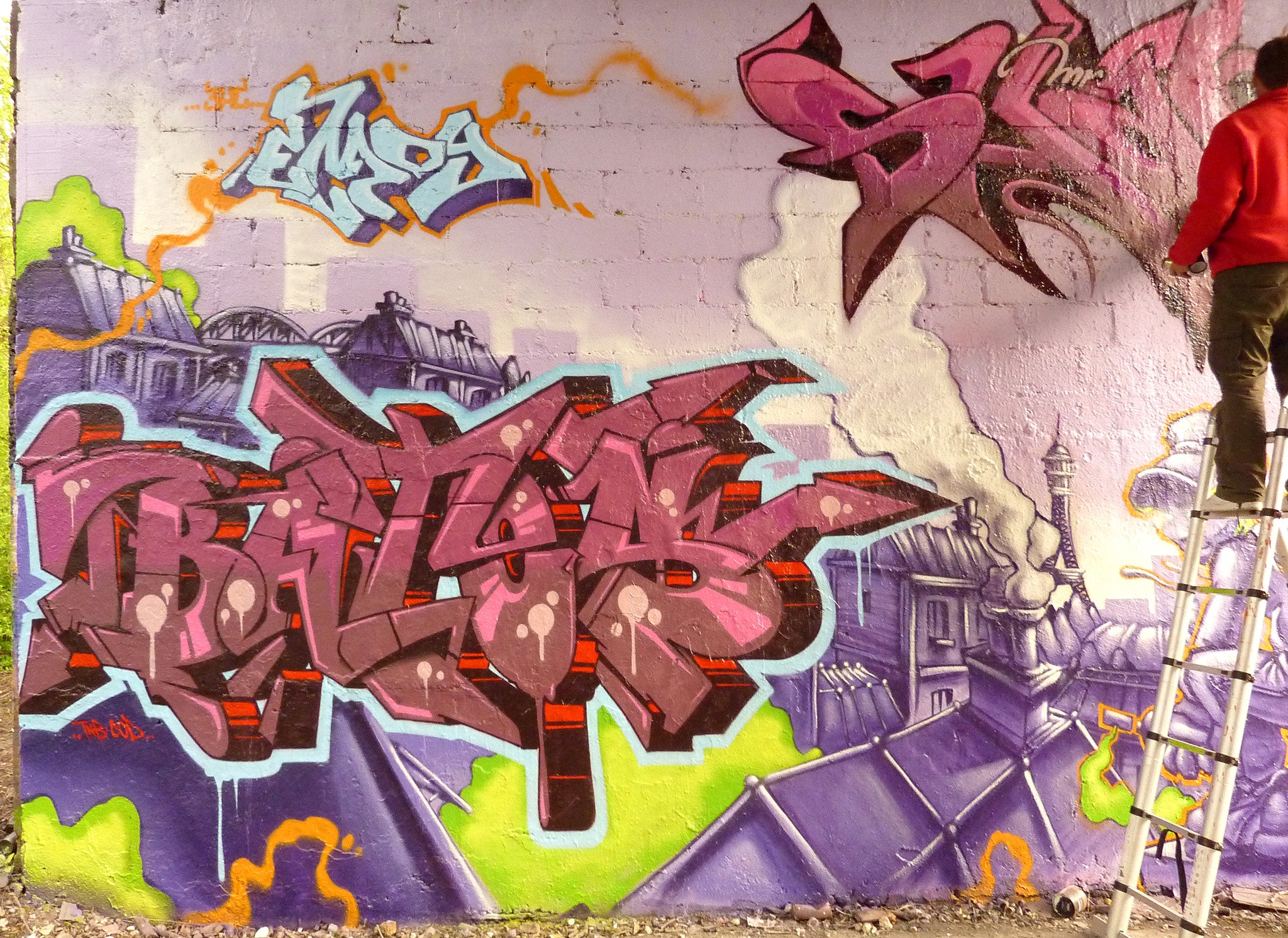 bates graffiti piece action shot