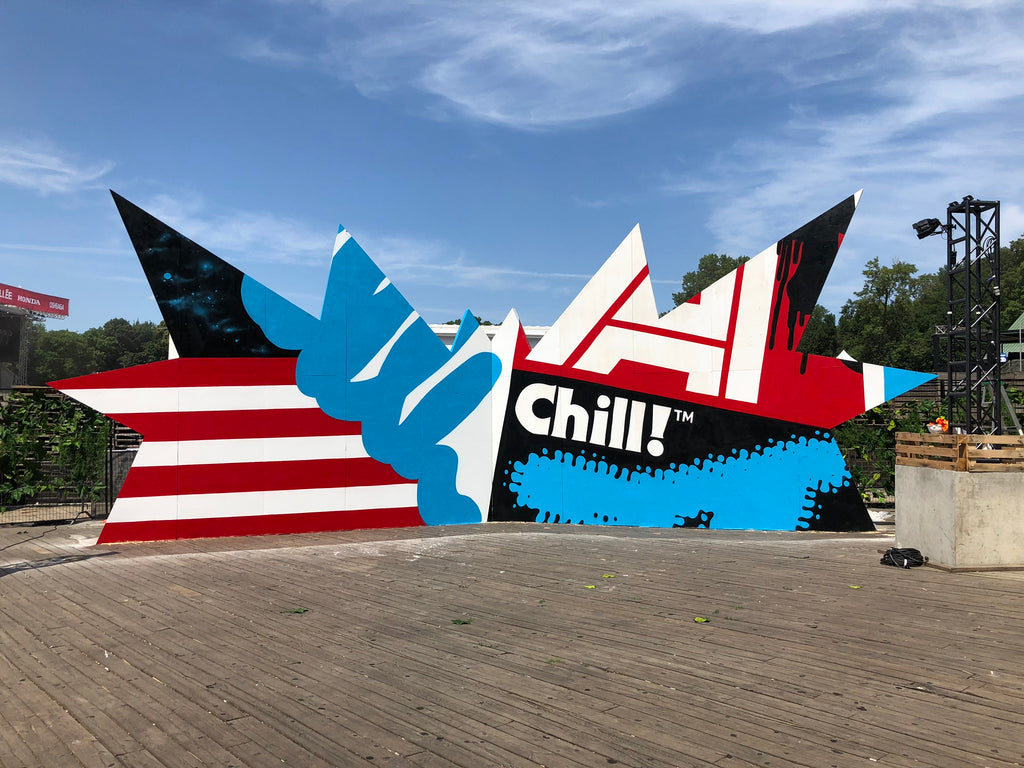 Chill mural art by 123klan klor scien,  at osheaga music festival