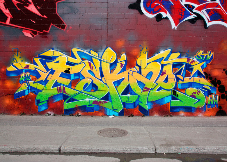 eskae graffiti piece wall scan you rock montreal