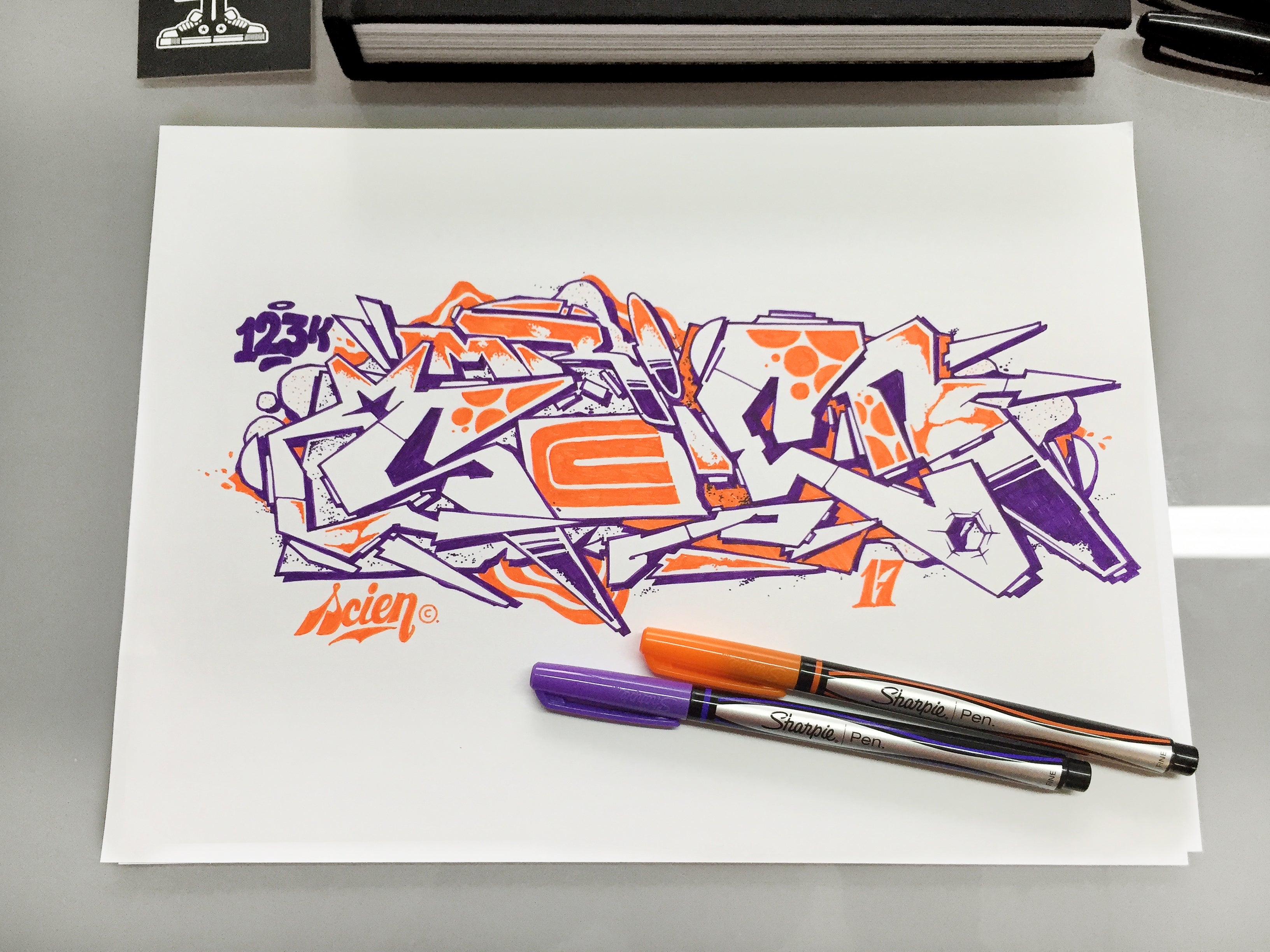 123klan graffiti scien klor sharpie sketch final