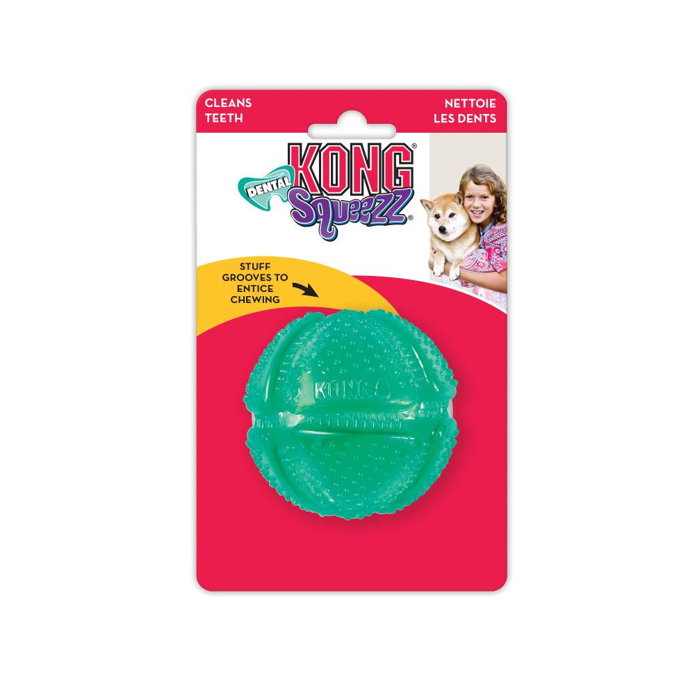 Kong Squeezz Dental Ball Dog Toy Medium 3" - Wooftown.ca