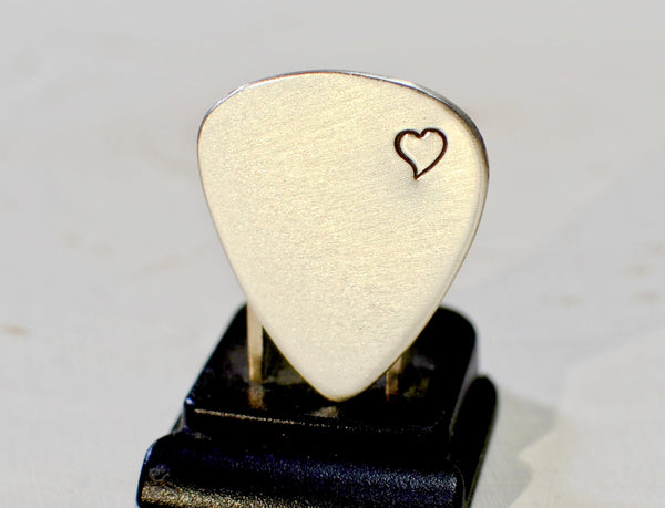 Sterling silver guitar pick brimming with love and a heart – Nici's Picks
