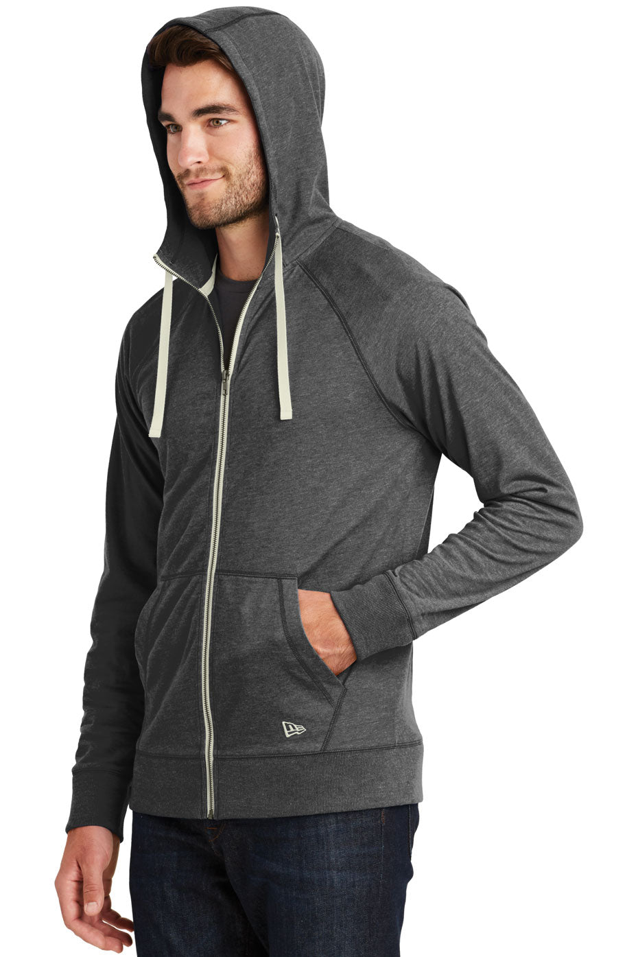 new era zippered hooded sweatshirt