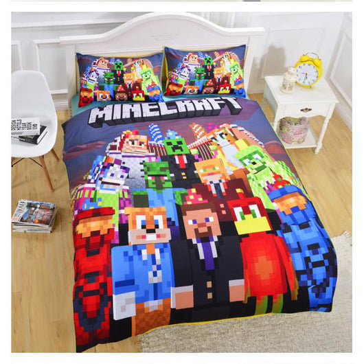 Minecraft Creeper Party Bedding Bed Set Duvet Cover Pillow Case