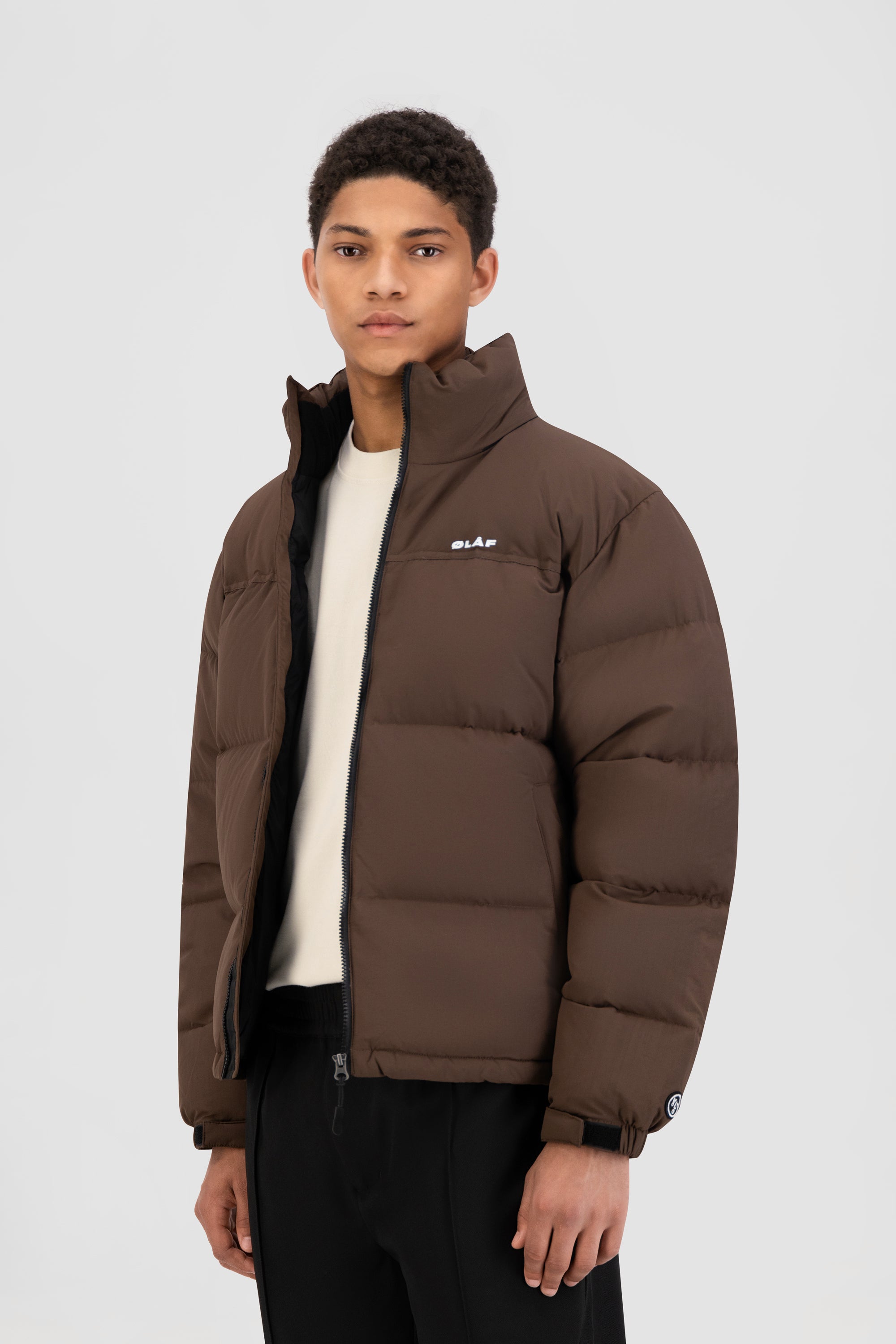 Lilibet Faux Leather Puffer Jacket in Chocolate